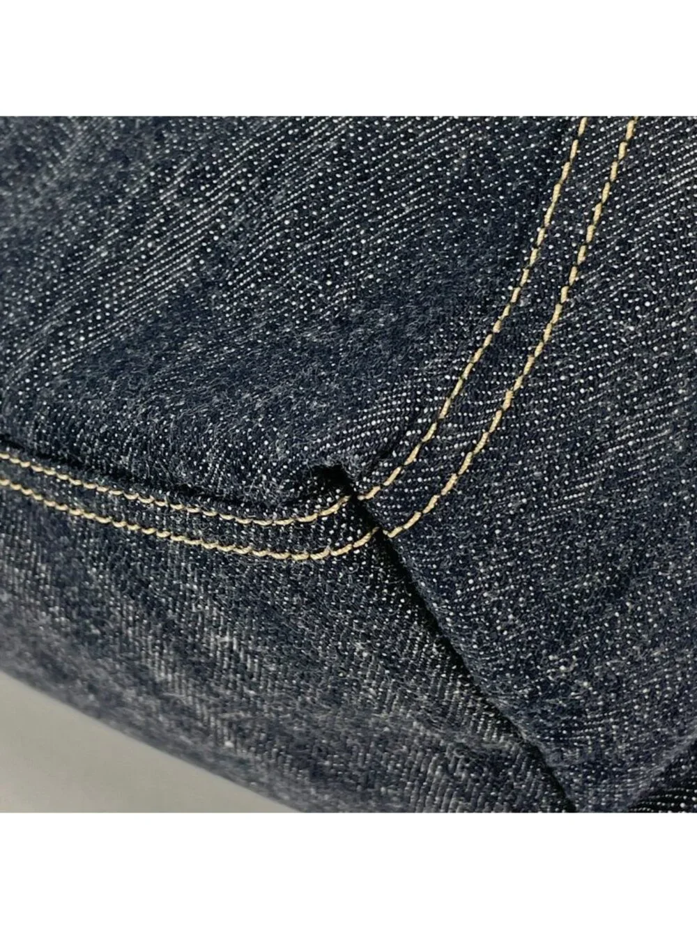 Chanel Tote Bag Coco Cabas CC Logo Denim Navy